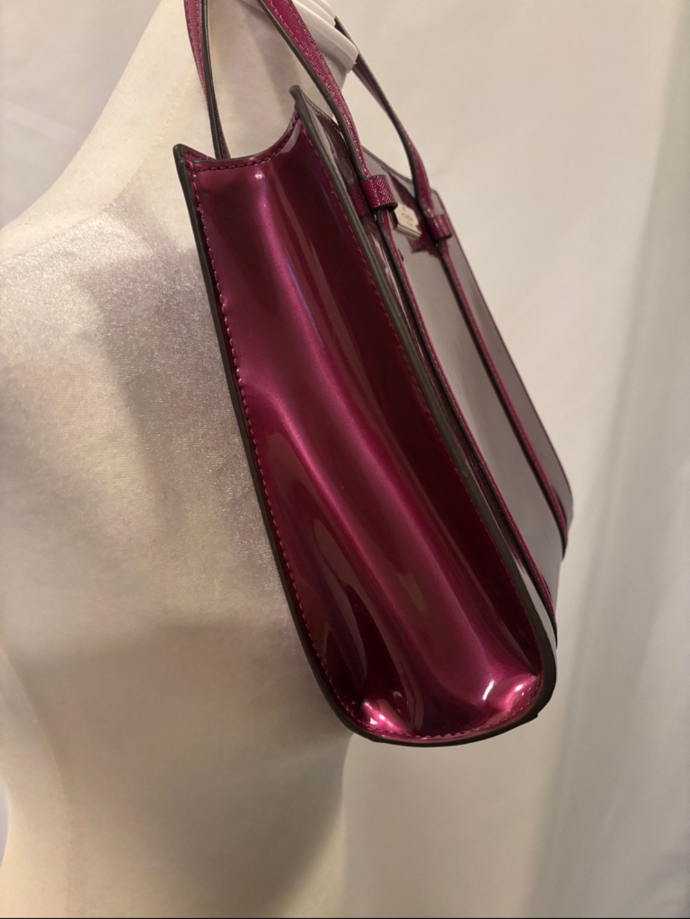 Kate Spade New York Kenzie Small Tote Dark Raspberry Patent Leather - Picture 3 of 16